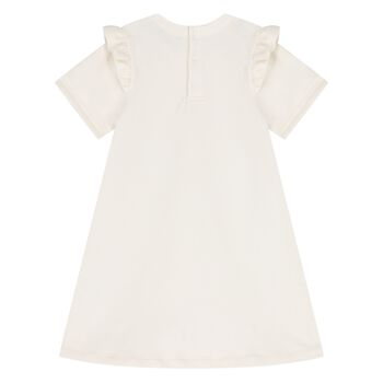 Younger Girls Ivory Logo Bag Dress