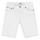 Boys White Denim Shorts, 1, hi-res