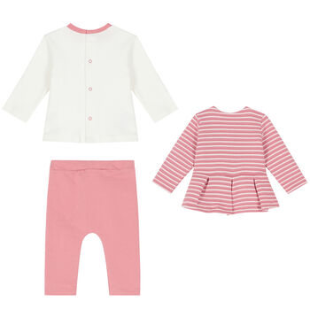 Baby Girls Pink & White 3 Piece Tracksuit