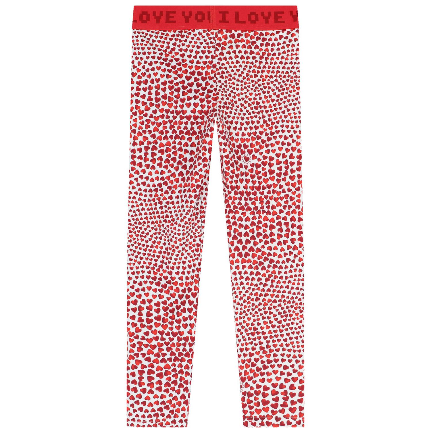Girls White & Red Hearts Leggings, 1, hi-res