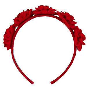Girls Red Floral Velvet Hairband