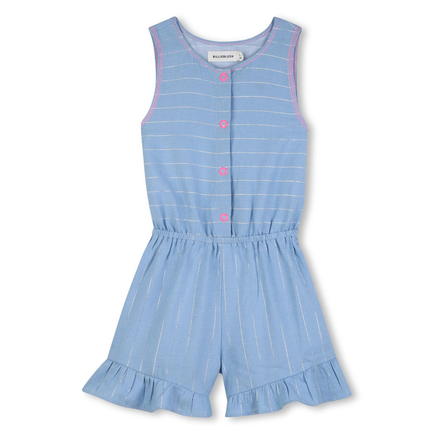Girls Blue Striped Playsuit, 1, hi-res