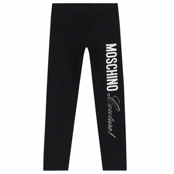 Girls Black Logo Leggings