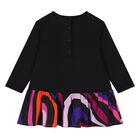 Younger Girls Black Vortice Dress, 2, hi-res