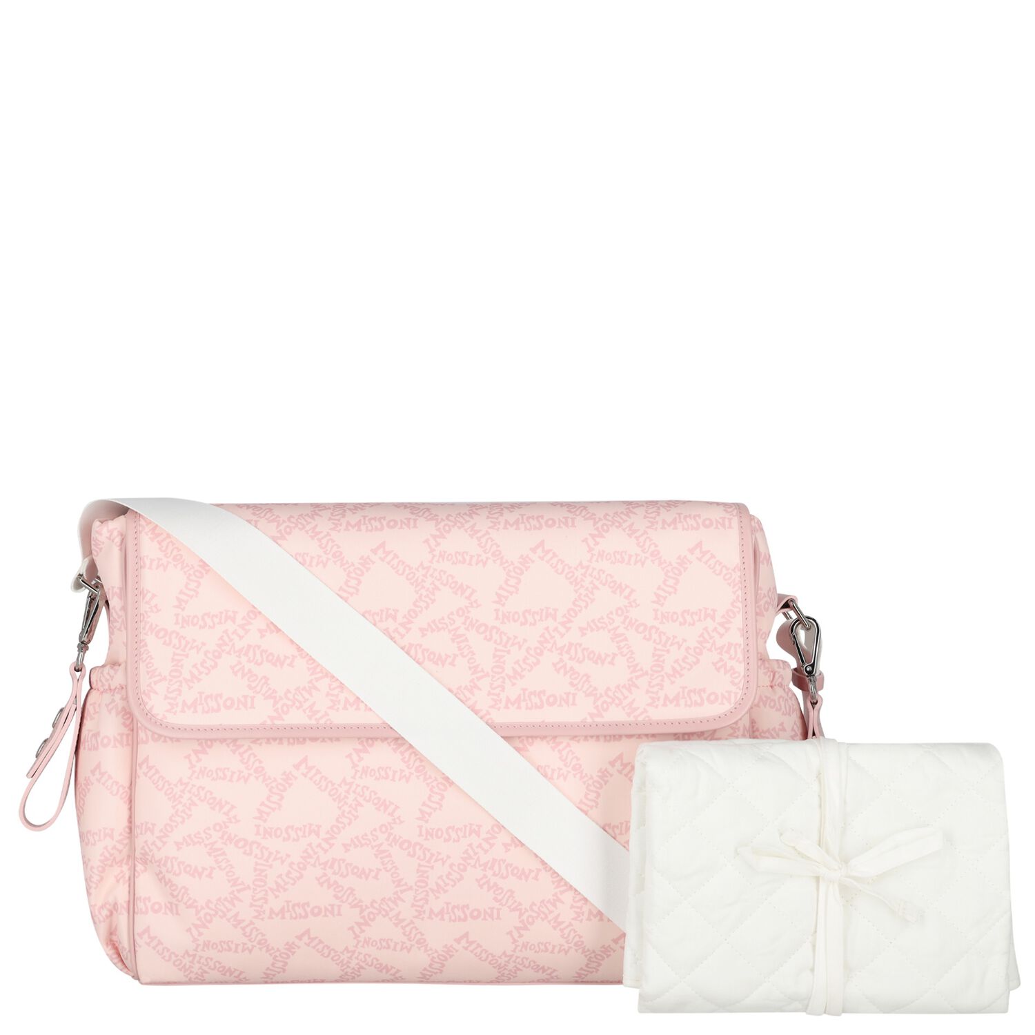 Baby Girls Pink & White Logo Changing Bag ( 34cm ), 2, hi-res