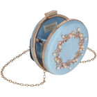 Girls Blue & Gold Embellished Satin Bag, 1, hi-res