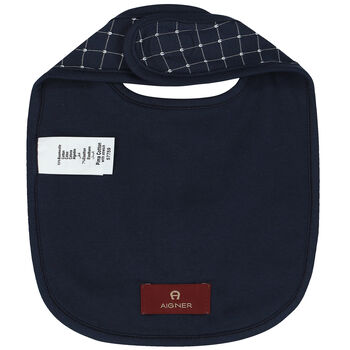 Baby Boys Navy Blue Logo Bib