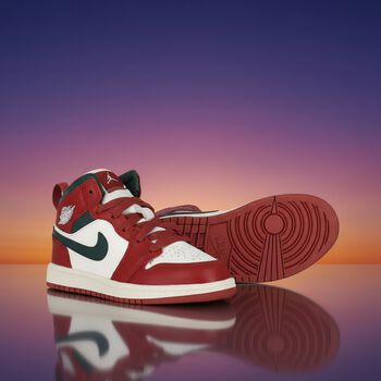 Red, Green & White Air Jordan 1 Mid Trainers