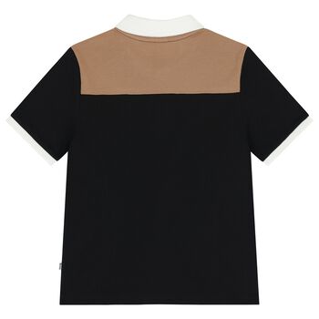 Boys Black Logo Polo Shirt, 1 Boys Black Logo Polo Shirt