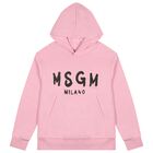 Girls Pink & Black Logo Hooded Top, 6, hi-res