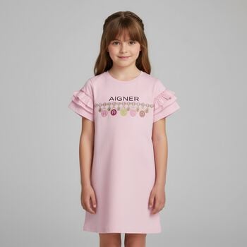Girls Pink Logo Dress
