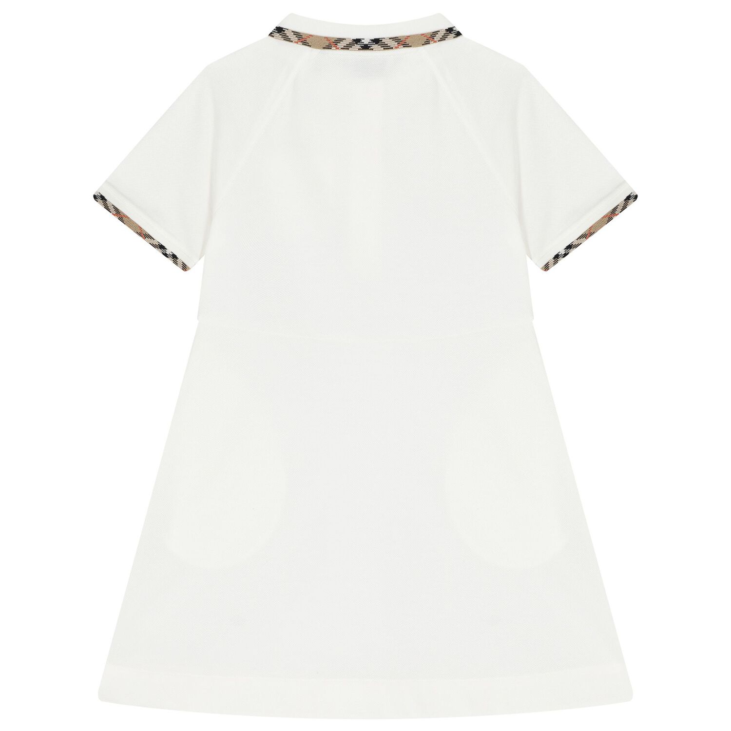 Girls White Check Polo Dress, 1, hi-res