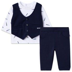 Baby Boys Navy Logo Trouser Set