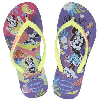 Girls Purple Disney Logo Flip Flops