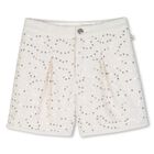 Girls Ivory Sequin Tweed Shorts , 1, hi-res