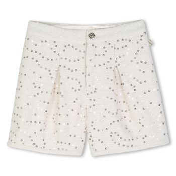 Girls Ivory Sequin Tweed Shorts 