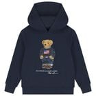 Boys Navy Blue Polo Bear Hooded Top, 1, hi-res
