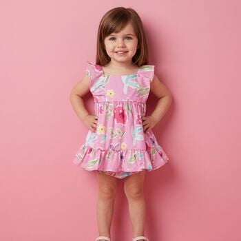 Baby Girls Pink Floral Dress Set