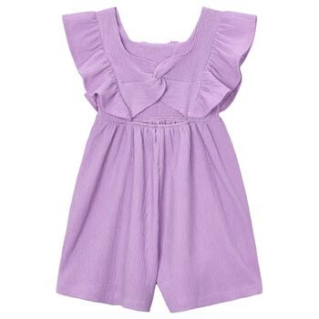 بدلة لعب مزينة بزهرة كروشيه باللون البنفسجي للبنات 