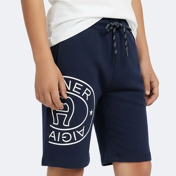 Boys Navy Blue Logo Shorts