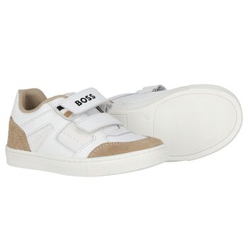 Boys White Logo Trainers