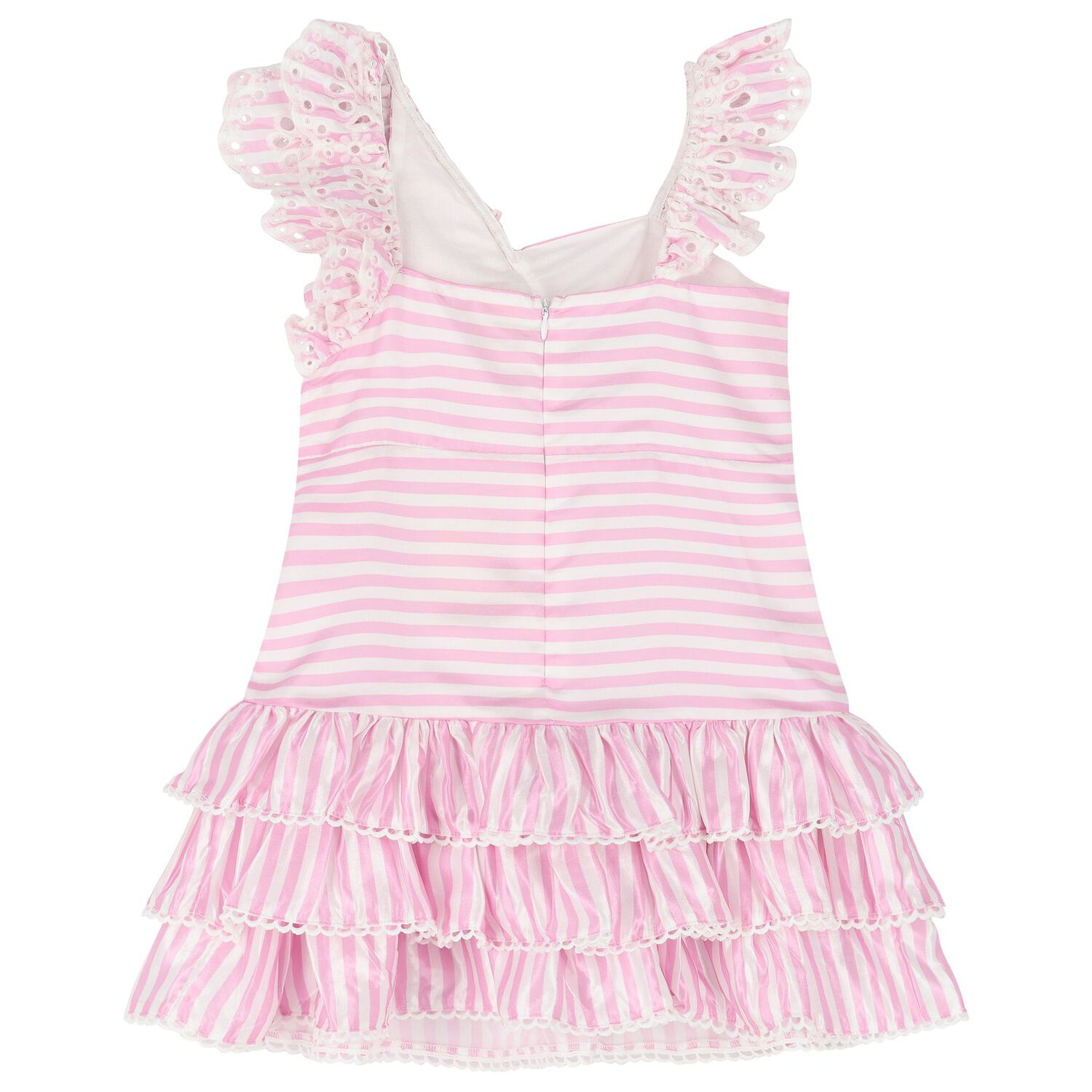 Girls Pink & White Striped Dress, 1, hi-res image number null