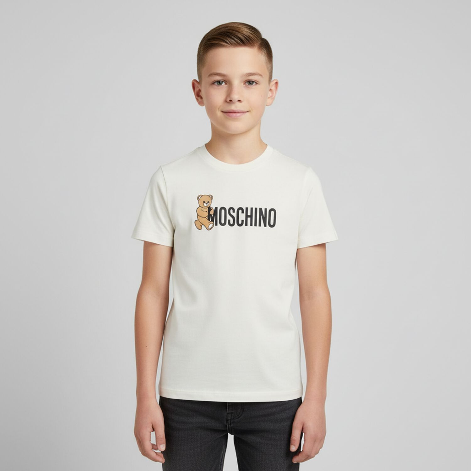 تيشيرت بالشعار بطبعه تيدى بير باللون العاجى , 1, hi-res