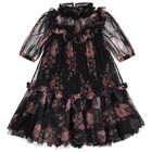 Girls Navy Blue & Pink Floral Tulle Myrtisa Dress, 2, hi-res