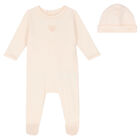 Baby Girls Pink Babygrow & Hat Set, 1, hi-res