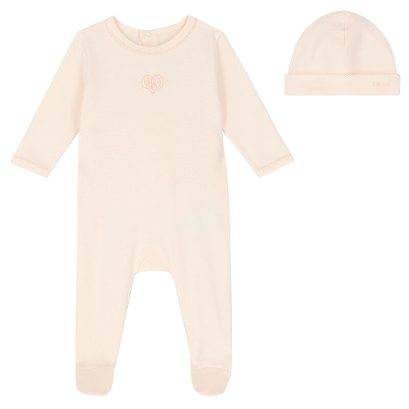 Baby Girls Pink Babygrow & Hat Set, 1, hi-res image number null