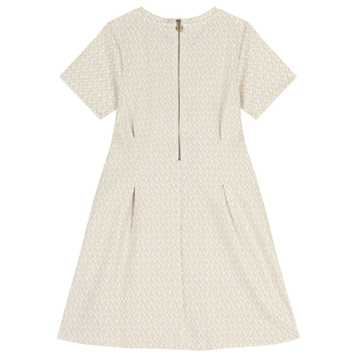 Girls Beige Logo Dress, 1, hi-res
