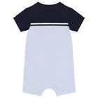 Baby Boys Navy Blue & Blue Logo Romper, 2, hi-res