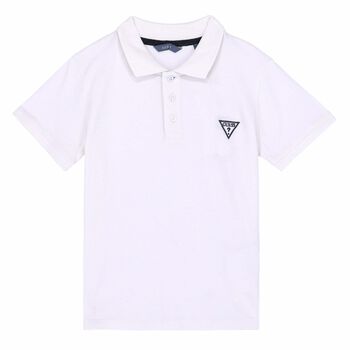 Boys White Logo Polo Shirt