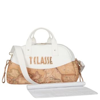 White & Beige Geo Map Baby Changing Bag 