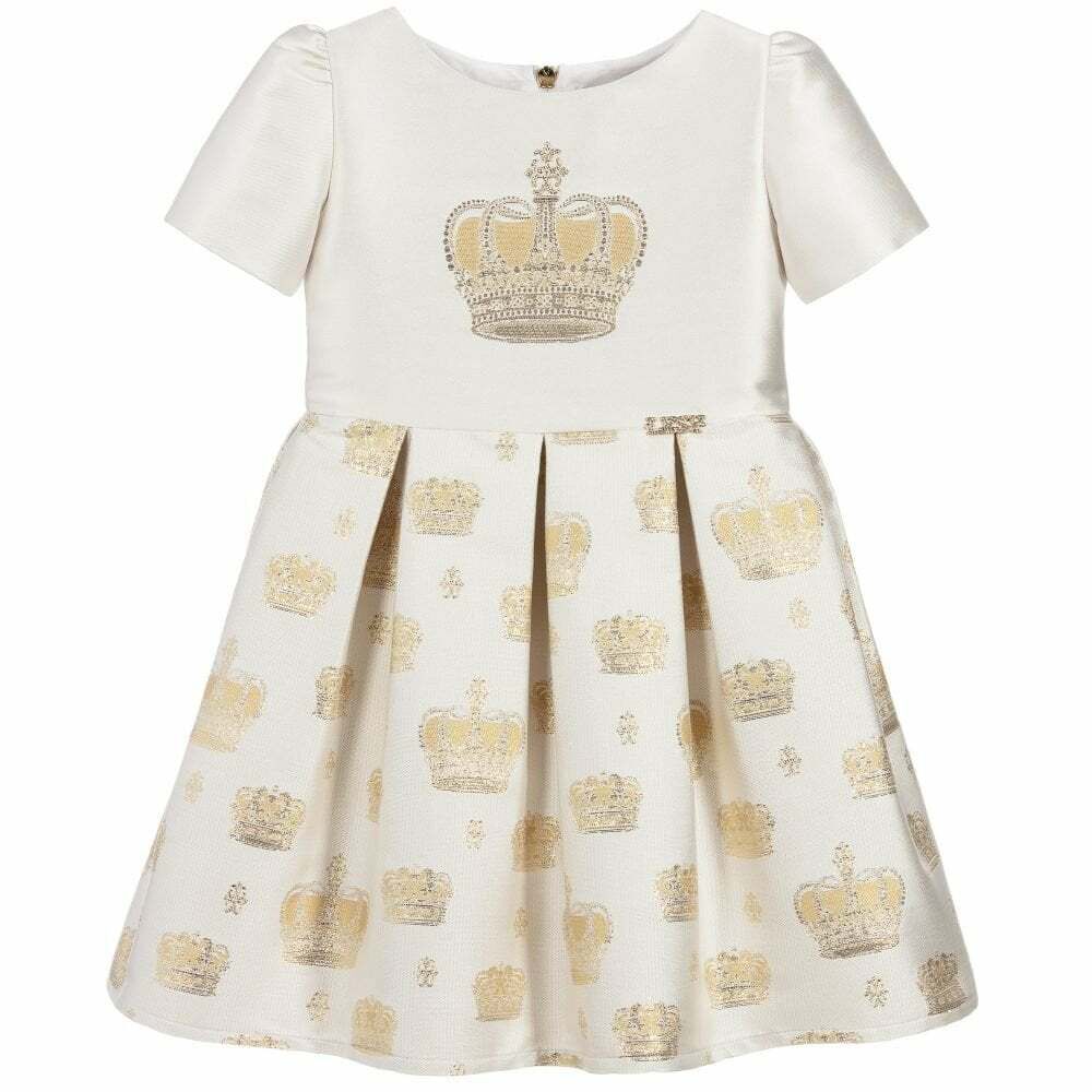 white and gold embellished dress