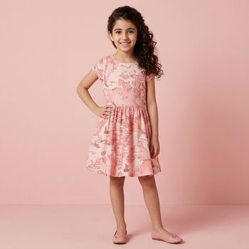 Girls Pink Logo Geo Map Dress