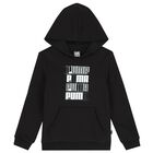 Boys Black Logo Hooded Top, 1, hi-res