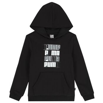 Boys Black Logo Hooded Top