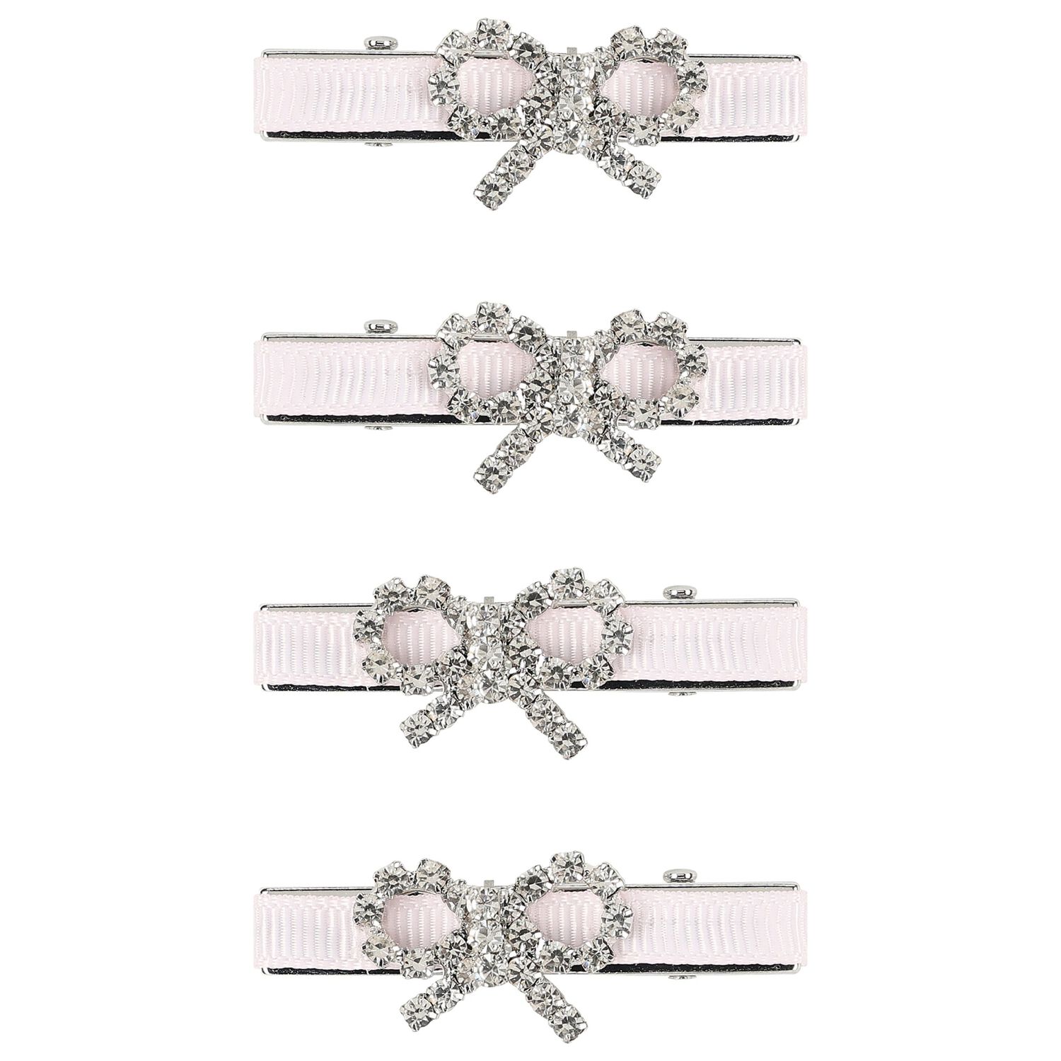 Girls Pink Embellished Bow Hair Clips ( 4 Pack ), 1, hi-res image number null