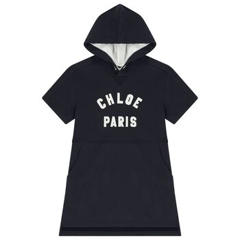 Girls Navy Blue Logo Dress