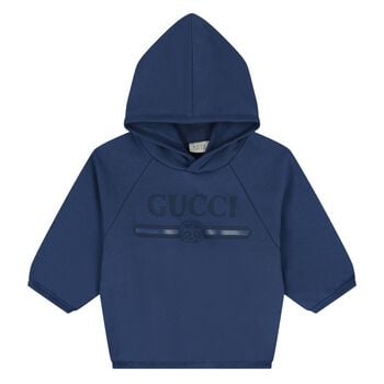 Boys Younger Blue Logo Hooded Top