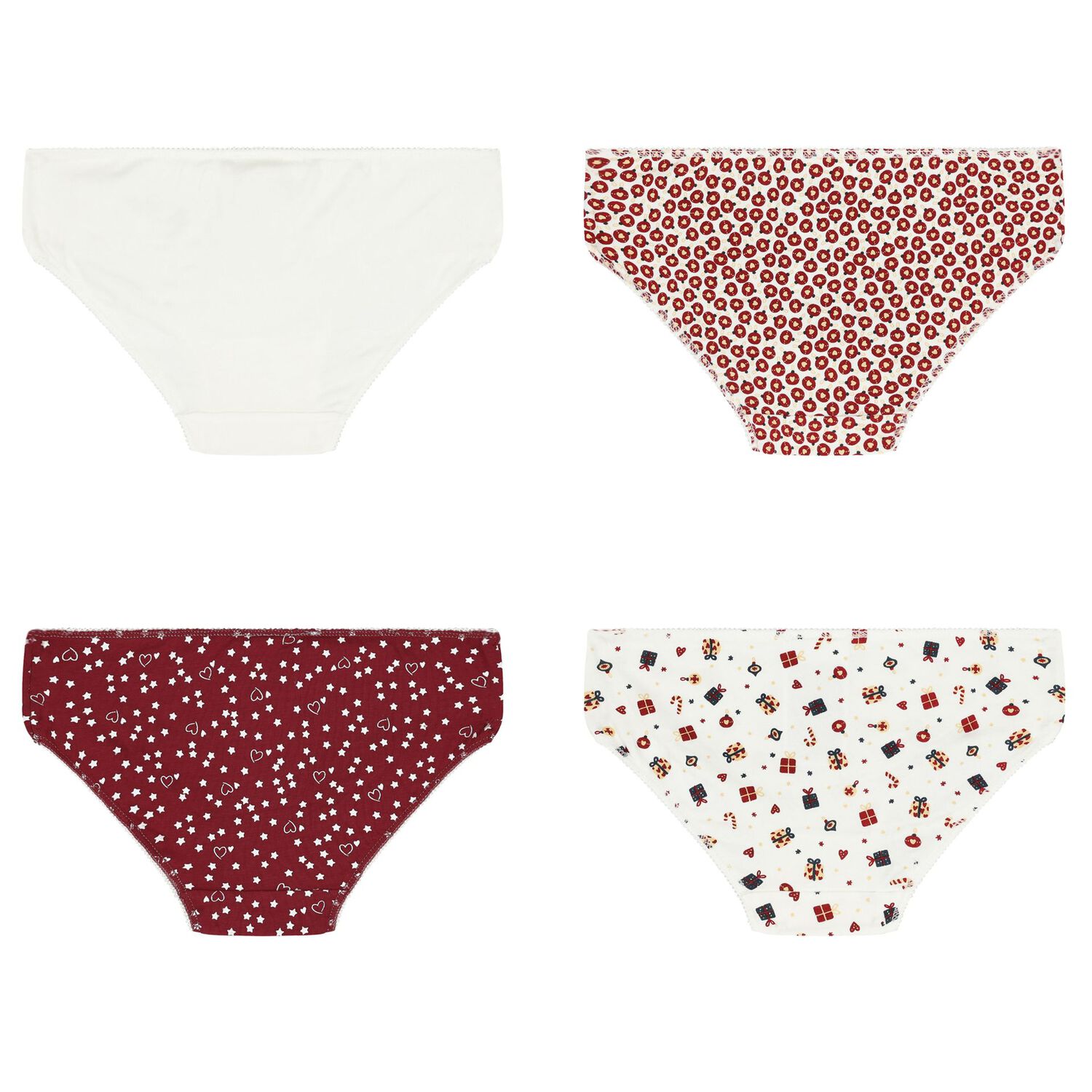 Girls Red & White Briefs (4 Pack), 2, hi-res image number null