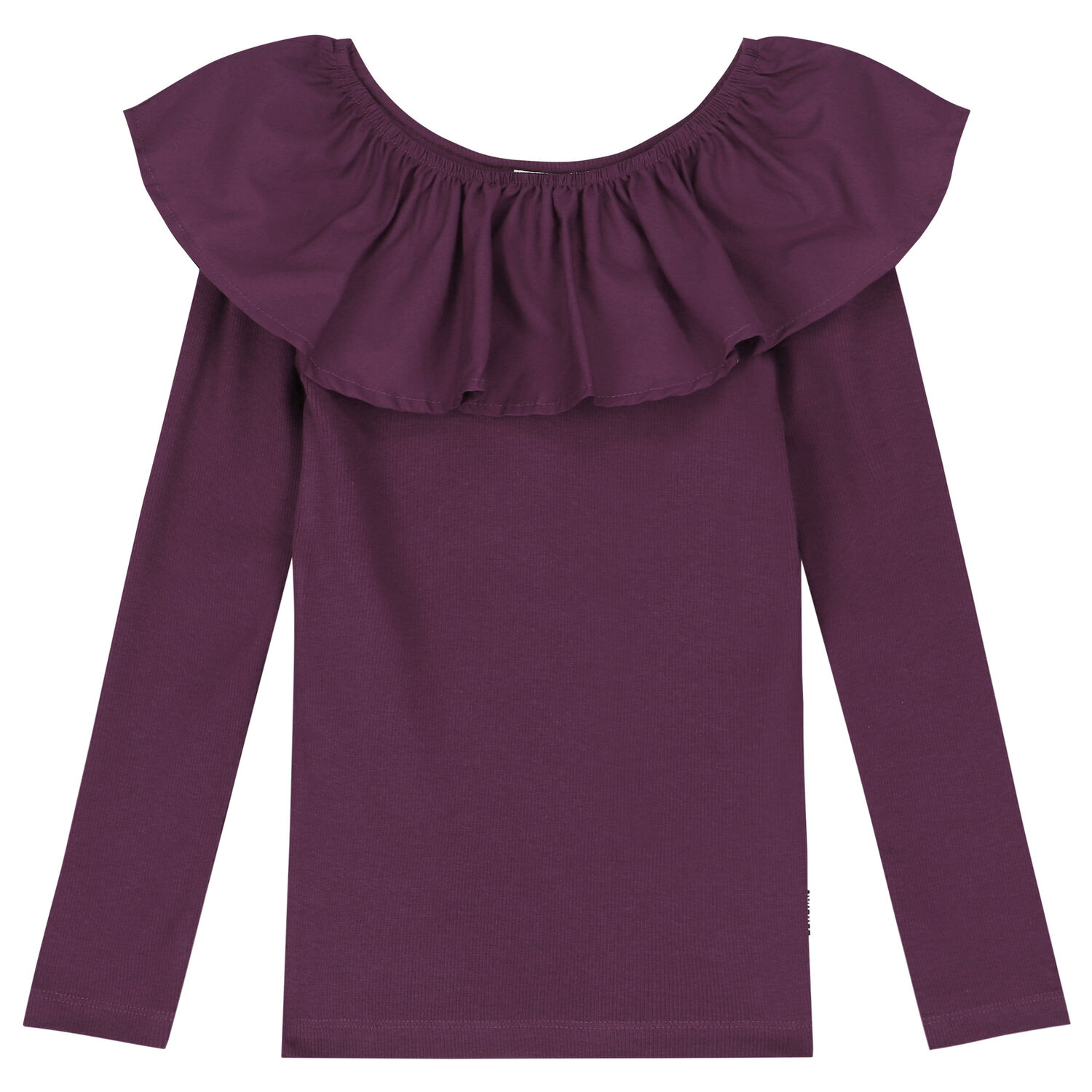Girls Purple Ruffle Long Sleeve Top, 1, hi-res