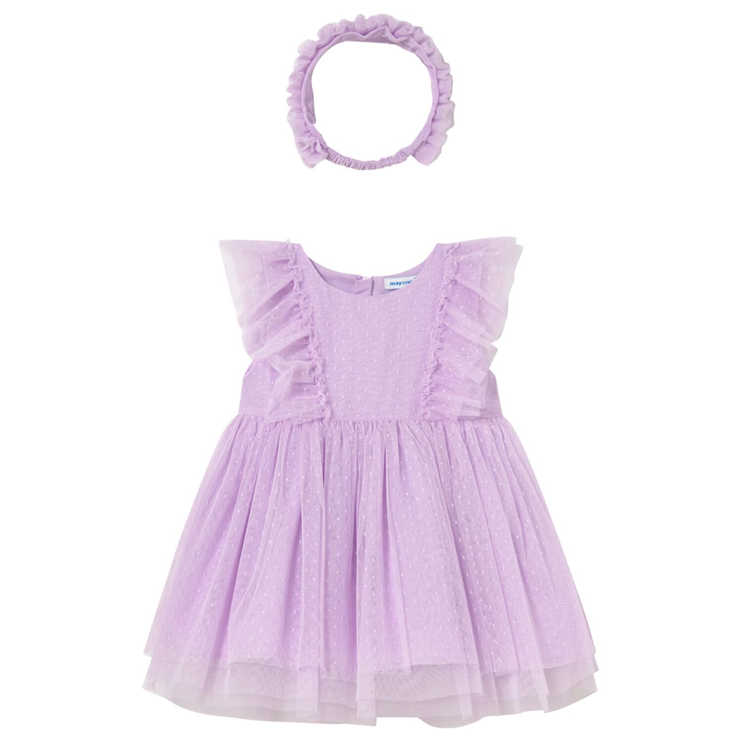 Younger Girls Lilac Tulle Dress Set, 2, hi-res