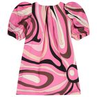 Girls Pink Vortice Logo Dress, 1, hi-res