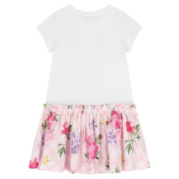 Girls White & Pink Floral Dress