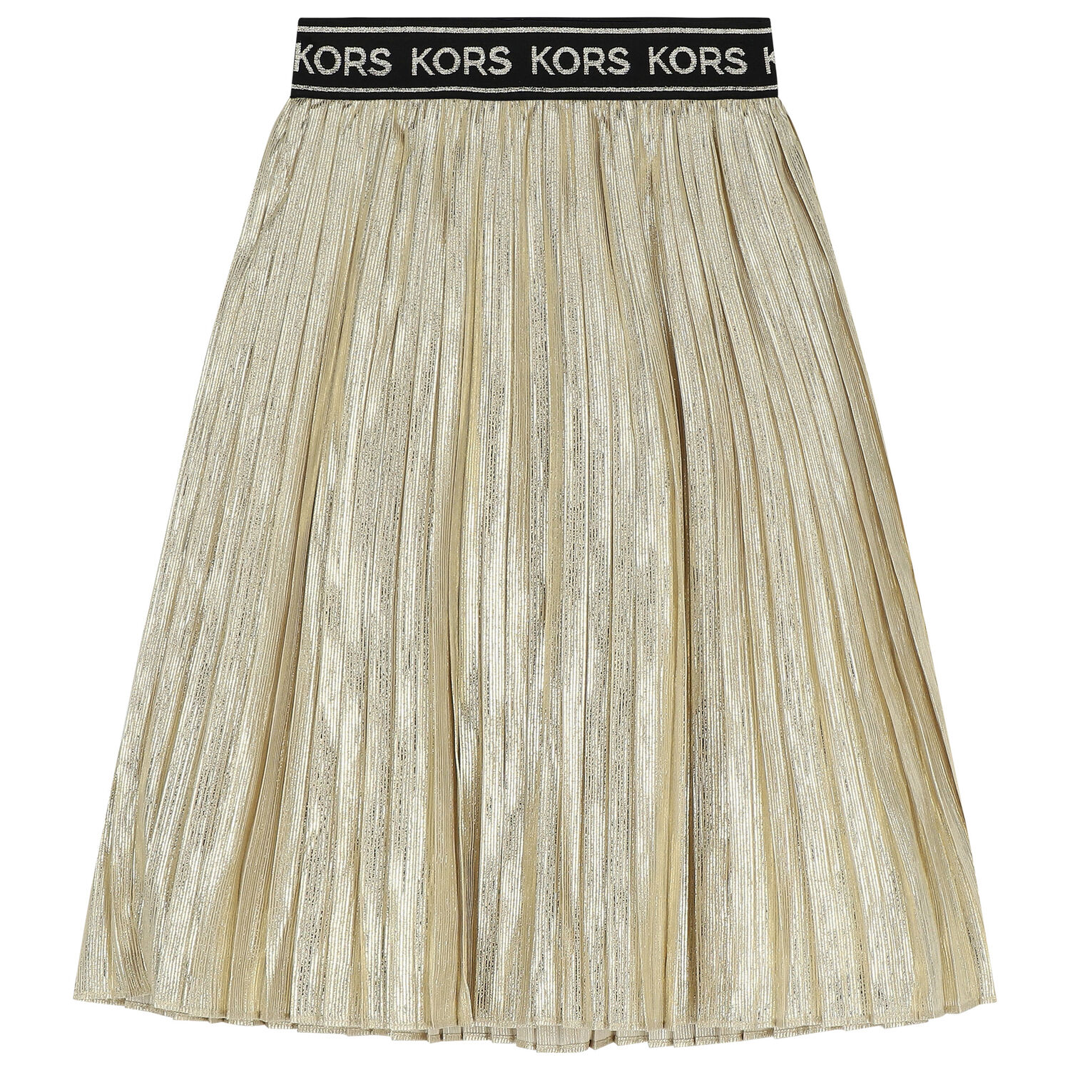 Girls Gold Logo Pleated Skirt, 1, hi-res
