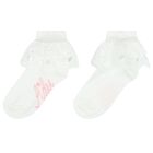 Girls White Ruffled Socks, 1, hi-res