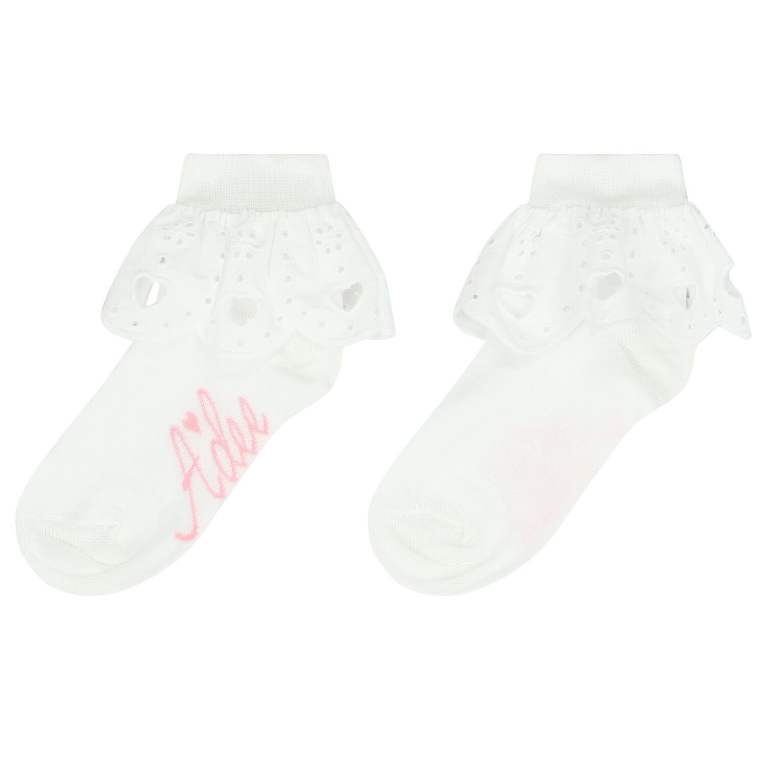 Girls White Ruffled Socks, 1, hi-res