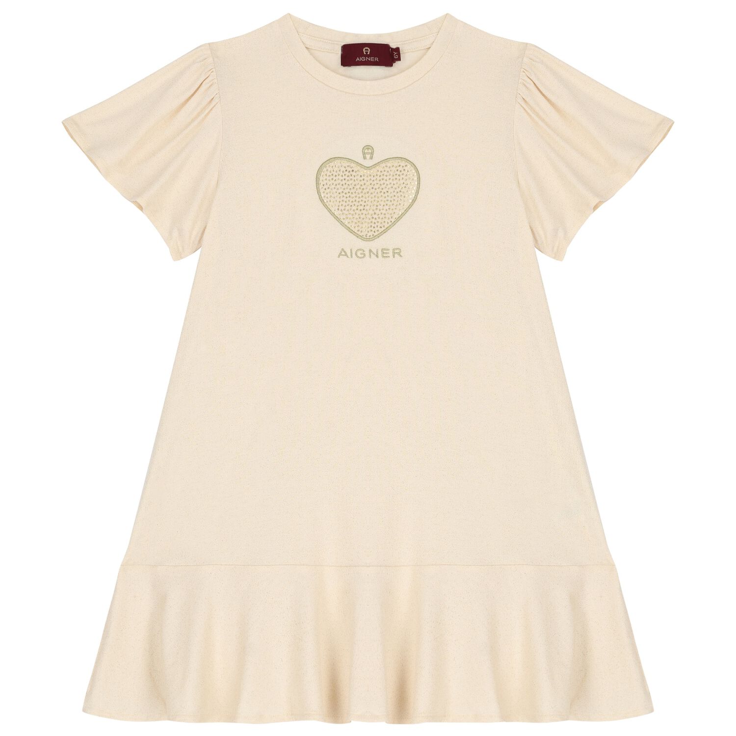 Girls Gold Logo Heart Dress, 1, hi-res